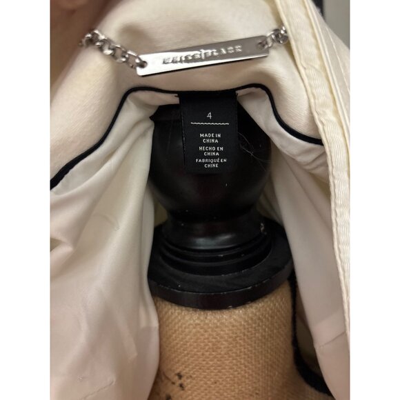 White House Black Market Ivory Blazer Silver Stud Accents 4 Padded Shoulders - Picture 13 of 16